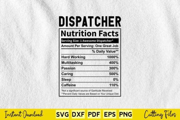 Reviewing the Funny Dispatcher Nutrition Facts SVG
