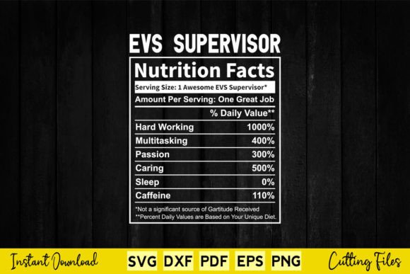 Reviewing the Funny EVS Supervisor Nutrition Facts SVG